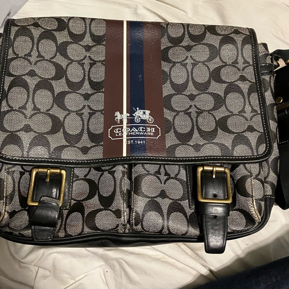 COPY - Coach Men's Black and Gray Messenger Bag